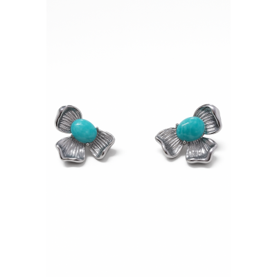  Σκουλαρίκι Λουλούδι Τυρκουάζ